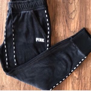 VS PINK Black Velour Joggers Size XS